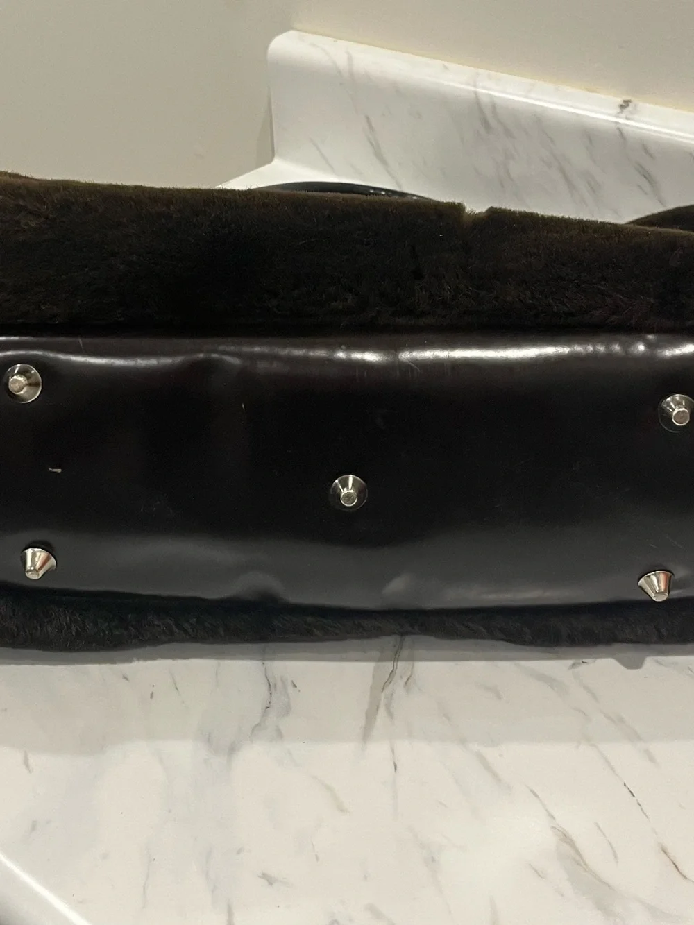 Faux Fur Tote Bag in Dark Brown - Picture 2 of 4